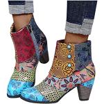 Bunte Vintage Cowboy-Boots & Cowboystiefeletten mit Schnürsenkel in Breitweite für Damen Größe 38 für den für den Winter 