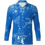 Blaue Karo Langärmelige Kentkragen Hemden mit Kent-Kragen aus Baumwolle für Herren Größe XXL Weihnachten 