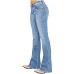 Hellblaue Vintage Mom-Jeans mit Strass aus Leder für Damen Größe XXS 