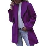Violette Vintage Wasserdichte Maxi Trenchcoats lang mit Reißverschluss aus Fleece für Damen Größe XXL Große Größen für den für den Frühling 