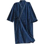 Marineblaue Elegante Langärmelige Pyjamas kurz mit Reißverschluss aus Frottee mit Kapuze für Herren Größe L für den für den Winter 