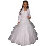 Weiße Elegante Langärmelige Kinderkleider mit Bolero aus Tüll für Mädchen Größe 152 