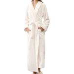 Weiße Unifarbene Langärmelige Bademäntel kurz mit Reißverschluss aus Frottee mit Kapuze für Damen Größe M für den für den Winter 