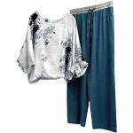 Blaue Vintage Damenhausanzüge & Damenfreizeitanzüge aus Leinen Größe XS für den für den Sommer 