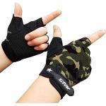 Generisch Handschuhe Schwarz Lang Satin Half Sports Gloves Fitness Radfahren Herren Antiskid Finger Bike Handschuhe Brauthandschuhe (Camouflage, M)