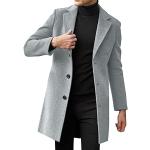 Graue Unifarbene Elegante Maxi Stehkragen Trenchcoats lang aus Wolle Handwäsche für Herren Größe M für den für den Winter 
