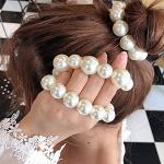 Weiße Elegante Haargummis mit Perlen für Damen 2-teilig zur Hochzeit 