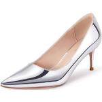 Silberne Elegante Spitze High Heels & Stiletto-Pumps für Damen Größe 41 mit Absatzhöhe 5cm bis 7cm zum Abschlussball 