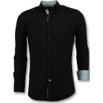 Reduzierte Schwarze Unifarbene Langärmelige Herrenlangarmhemden aus Baumwolle Größe 3 XL 