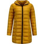 Reduzierte Gelbe Daunenjacken mit Kapuze mit Reißverschluss für Damen Größe XL für den für den Winter 