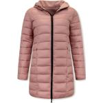 Reduzierte Pinke Midi Daunenjacken mit Kapuze mit Reißverschluss aus Polyester mit Kapuze für Damen Übergrößen für den für den Winter 