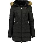 Schwarze Geographical Norway Jacken mit Fellkapuze mit Reißverschluss aus Kunstfell mit Kapuze für Damen Größe XL 