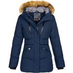 Marineblaue Geographical Norway Jacken mit Fellkapuze für Damen Größe M für den für den Winter 