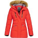 Rote Geographical Norway Jacken mit Fellkapuze für Damen Größe M für den für den Winter 