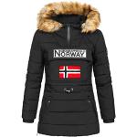 Schwarze Geographical Norway Winterjacken mit Reißverschluss mit Kapuze für Damen Größe M für den für den Winter 