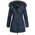 Reduzierte Marineblaue Geographical Norway Jacken mit Fellkapuze mit Reißverschluss mit Kapuze für Damen Größe L für den für den Winter 