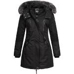 Schwarze Geographical Norway Jacken mit Fellkapuze mit Reißverschluss mit Kapuze für Damen Größe L für den für den Winter 