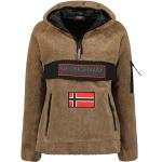Reduzierte Hellbraune Geographical Norway Stehkragen Damenfleecepullover & Damenfleeceshirts aus Fleece mit Kapuze Größe XL 