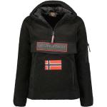 Reduzierte Schwarze Geographical Norway Stehkragen Damenfleecepullover & Damenfleeceshirts aus Fleece mit Kapuze Größe L 