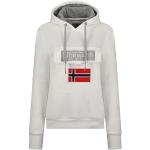 Weiße Langärmelige Geographical Norway Zip Hoodies & Sweatjacken mit Kapuze für Damen Größe M für den für den Sommer 