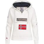 Weiße Langärmelige Geographical Norway Zip Hoodies & Sweatjacken mit Kapuze für Damen Größe S für den für den Sommer 