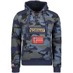 Blaue Winddichte Atmungsaktive Geographical Norway Herrenhoodies & Herrenkapuzenpullover aus Fleece enganliegend Größe L 