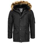 Schwarze Geographical Norway Jacken mit Fellkapuze mit Reißverschluss für Herren Größe XL für den für den Winter 