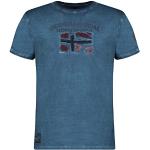 Blaue Kurzärmelige Geographical Norway T-Shirts aus Baumwolle für Herren Größe 3 XL zum Valentinstag für den für den Sommer 