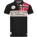 Schwarze Kurzärmelige Geographical Norway Herrenpoloshirts & Herrenpolohemden mit Knopf aus Baumwolle Größe L 