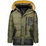 Reduzierte Braune Geographical Norway Stehkragen Jacken mit Fellkapuze mit Reißverschluss aus Polyester mit Kapuze für Herren Größe XL 