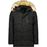 Reduzierte Schwarze Gesteppte Geographical Norway Jacken mit Fellkapuze mit Ländermotiv mit Reißverschluss aus Polyester für Herren Größe S 