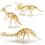 Georgie Porgy Hölzerne 3D Puzzle Sammlung Puzzle Modell Kit Baukasten Holzhandwerk Kinder Puzzle Spielzeug Packung 3 (Parasaurolophus Apatosaurus Triceratops)