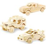 Georgie Porgy Hölzerne 3D Puzzle Sammlung Puzzle Modell Kit Baukasten Holzhandwerk Kinder Puzzle Pädagogisches Spielzeug DIY Geschenk Packung 3 (Jeep Autos Pickup)