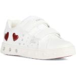 Weiße Geox LED Schuhe & Blink Schuhe mit Klettverschluss in Spezialweite aus Leder für Kinder Größe 34 
