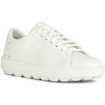 Reduzierte Weiße Casual Geox Spherica Runde Low Sneaker mit Schnürsenkel in Spezialweite aus Leder für Damen 