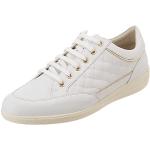 Weiße Geox Myria Low Sneaker in Schmalweite aus Leder für Damen Größe 38 