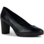 Schwarze Elegante Geox Runde Blockabsatz High Heels & Stiletto-Pumps ohne Verschluss aus Nappaleder atmungsaktiv für Damen Größe 39,5 