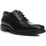 Schwarze Business Geox Derby Schuhe mit Schnürsenkel in Breitweite aus Glattleder atmungsaktiv für Herren Größe 46 