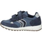 Reduzierte Blaue Geox Low Sneaker mit Klettverschluss aus Veloursleder für Kinder Größe 34 