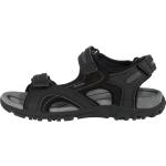 Schwarze Geox Respira Outdoor-Sandalen mit Klettverschluss aus Leder atmungsaktiv für Herren Größe 47 für den für den Sommer 