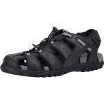 Schwarze Runde Outdoor-Sandalen mit Schnellverschluss in Normalweite aus Leder atmungsaktiv für Herren Größe 43 für den für den Sommer 