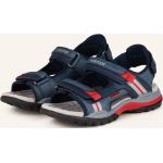 Dunkelblaue Geox Outdoor-Sandalen mit Klettverschluss aus Leder atmungsaktiv für Herren Größe 38 für den für den Sommer 