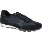Marineblaue Geox Snake Runde Low Sneaker in Normalweite aus Veloursleder mit herausnehmbarem Fußbett für Herren Größe 46 