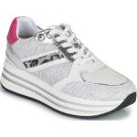 Reduzierte Graue Geox Low Sneaker aus Leder für Damen Größe 38 mit Absatzhöhe 5cm bis 7cm 