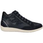 Mitternachtsblaue Geox High Top Sneaker & Sneaker Boots mit Reißverschluss aus Leder für Damen Größe 35 
