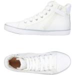Reduzierte Weiße Geox Metallic-Sneaker mit Glitzer mit Reißverschluss aus Leder für Kinder Größe 34 