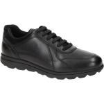 Schwarze Geox Spherica Runde Low Sneaker in Normalweite aus Glattleder mit herausnehmbarem Fußbett für Herren Größe 46 
