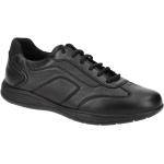 Schwarze Geox Spherica Runde Low Sneaker in Normalweite aus Glattleder mit herausnehmbarem Fußbett für Herren Größe 39,5 