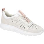 Beige Geox Spherica Runde Low Sneaker in Normalweite aus Veloursleder mit herausnehmbarem Fußbett für Damen 