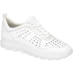 Reduzierte Weiße Geox Spherica Runde Low Sneaker in Normalweite aus Mesh mit herausnehmbarem Fußbett für Damen 